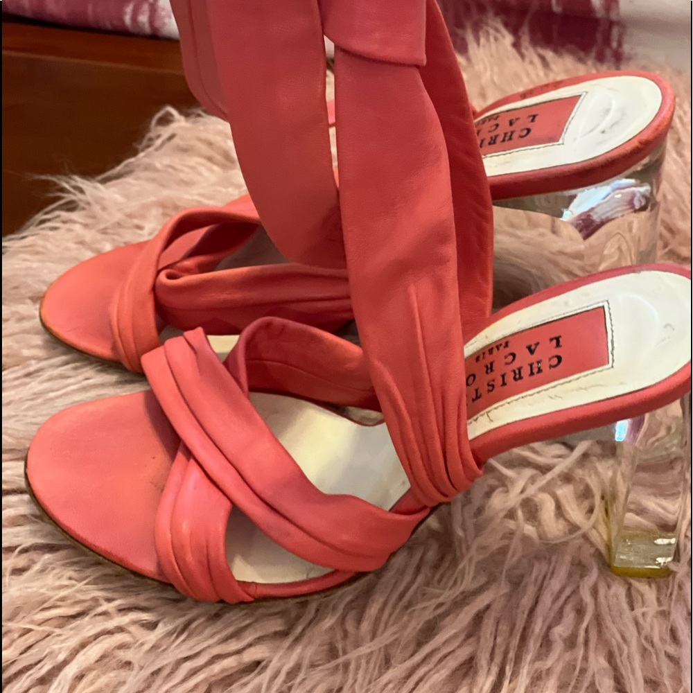 Christian Lacroix clear heel shoes lace  up